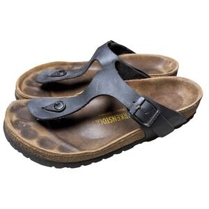 Birkenstock Gizeh Black Birko-Flor Thong Sandals Womens 38 L7 M5 Made in Germany